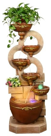 Fontana all'aperto Fontane d'acqua da esterno Decor Fontana da interni in resina for giardino, patio da pavimento, terrazza, portico, cortile e decorazioni artistiche for la casa (51,18 pollici) Decor