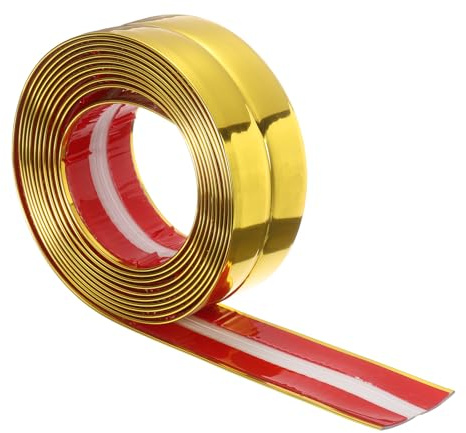 sourcing map Wall Molding Trim 1.6 10 ft Flexible Caulk Strip Peel and Stick Wall Corner Protector Self Adhesive Wall Molding Strip for Wall Edge Nook Ceiling, Gold