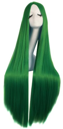 MapofBeauty 40 Pollic/100 cm Naturale Morbido Dritto Lungo Cosplay Costume Anime Parrucca (Erba Verde)