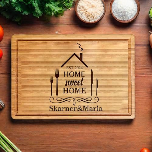 AIFLM Engraved Personalized Cutting Board Personalized Chopping Board with Couple's Name Housewarming Wedding Gift Custom Home Gift for Valentine's Day Father's Day Mother's Day Christmas