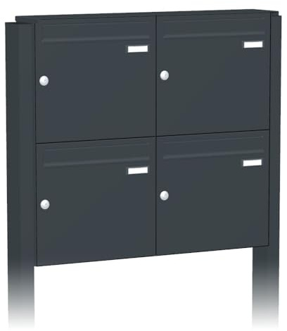 Briefkastenanlage | KNOBLOCH | Freistehend zum Einbetonieren | Anthrazit | 4-Fach | senkrechte Kästen
