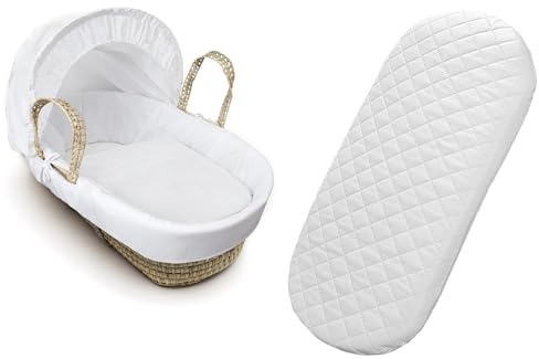 Moses Pram Basket Mattress Extra 4cm Thick Super Soft Nursery Classic Foam Easy to Fit For Baby Pram Crib Bassinet Baskets Value Oval Shape Mattress Comfortable Sleep for Babies (74X28X4cm)