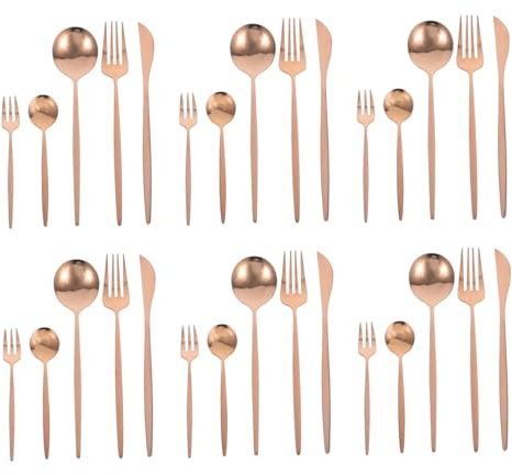 Alipis Ustensiles de Table Design Élégant et Facile à Nettoyer Ensemble de 30 en Acier Inoxydable Or Rose pour Servir des Plats de Style Occidental Quotidien