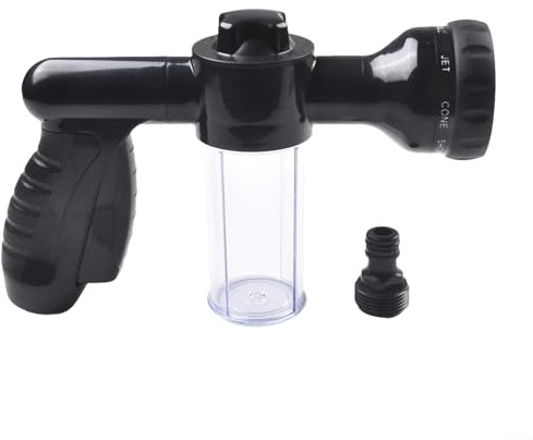 Gartenschlauchdüse Sprüher 8 Modi mit Seifenspender für Hochdruck zum Bewässern von Pflanzen und Waschen von Autos (Schwarz)