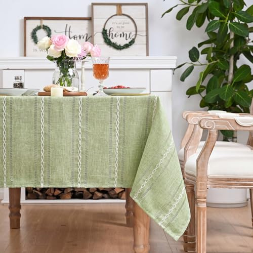 Artoid Mode Boho Salbei Grün Baumwollmischung Tischdecke Rechteckig 140x180 cm, Landhausstil Abwaschbar Tischwäsche Küche Urlaub Party Dekor