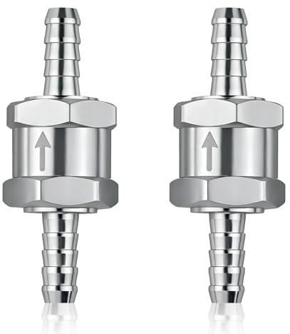 2 Stück Rückschlagventil 8mm Aluminium, Kraftstoff Rückschlagventil für Auto Vergaser, Benzin Diesel Pflanzenöl Wasser, langlebiges Ventil für universelle Anwendungen
