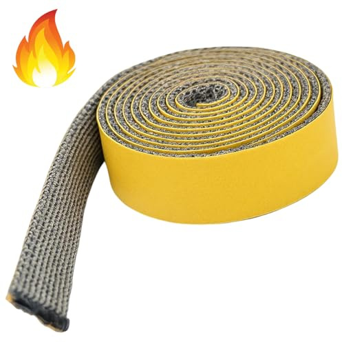 Ofendichtband,Ofendichtband, Ofenrohr Dichtung und Kamin Dichtband, Hitzebeständiges Dichtungsband für Holzofen, Professionelle Abdichtungslösung für Holzöfen und Industriekessel, (3mm x 10mm x 2m)