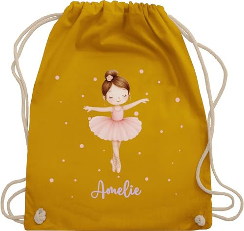 Turnbeutel Rucksack - Ballerina Name - Geschenk Mädchen tanzen Ballett - Unisize - Senfgelb - ballet dancer bag tanzrucksack tanz amelie ballettbeutel tasche dance tänzer tänzerin