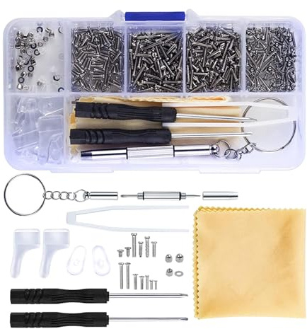 500 Pcs Eyeglass Repair Kit, Glasses Repair Tools with Mini Screwdrivers, Silicone Nose Pads, Screws, Nuts, Tweezers & Cleaning Cloth, for Sunglasses, Reading Glasses, Watches & Small Electronics