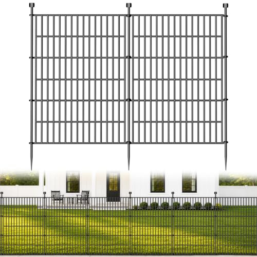 No Dig Garden Fence Outdoor, 101cm (H) x 720cm (L), 10 Panels | Dog Fence outdoor for Yard, Rustproof Metal Temporary Fencing, Animal Barrier Fence for Rabbits, Flower Bed & Borders