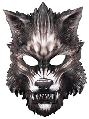 Hperu EVA-Wolf-Halbmaske, gruselige Horror-Werwolf-Tiermaske für Halloween-Kostüme, Cosplay und Maskerade-Party, Halloween-Wolf