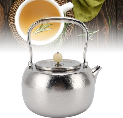 Tnfeeon Bollitore per il tè Elettrico da 1 L Pentola Piano Cottura Ruggine un Vero Gusto con Manico Cool Touch Facile Riporre Gas a Induzione Campeggio Fornello Ad Acqua Calda