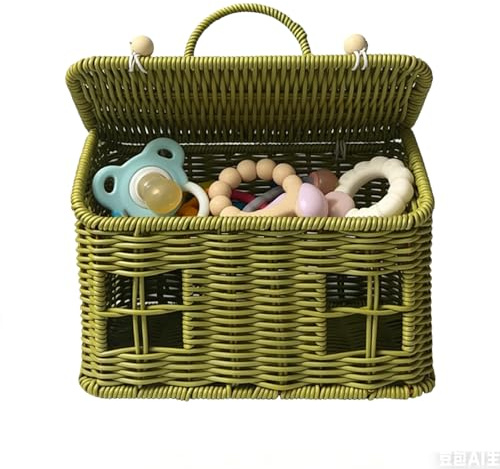 Korb in Hausform, gewebtes kleines Haus, Mehrzweck-Heimdekoration mit Griff und Deckel, Kinder-Picknickkorb, für Eier, Paare, Kinder, Outdoor, Küche, Wohnzimmer, Balkon