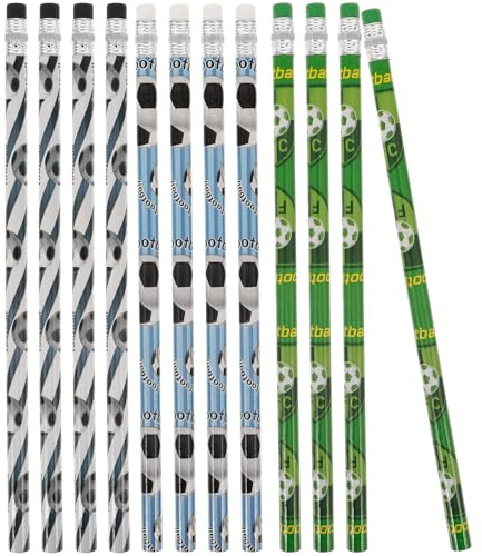 Mikikit 12 Matite da Disegno a Tema Calcio Gomma Cancellabile, Matite Sportive per Scrivere e Disegnare, Set da 12 Pezzi per Ufficio, Scuola e Forniture per Feste
