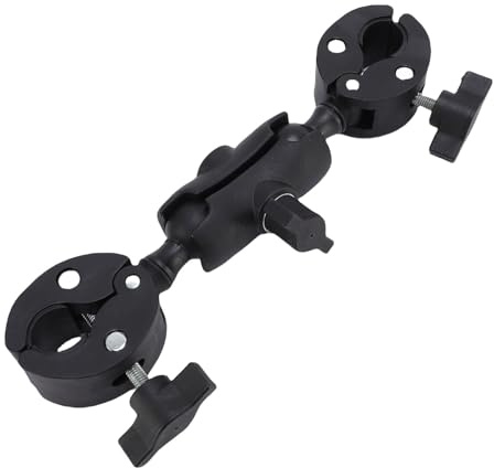Hamwesh Soporte de Montaje de Doble Abrazadera, Brazo Articulado de Cabeza Esférica de 360 ​​Grados con Construcción de ABS y Almohadillas de Goma Antideslizantes, para Abrazadera de Cámara, Soporte