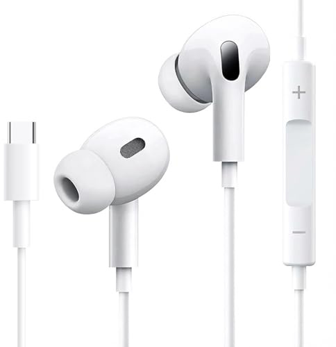 Écouteurs Filaires USB C, Écouteurs Intra-Auriculaires Hi-FI Stéréo Typ-C avec Microphone et Contrôle du Volume pour iPhone 17/16 Pro/15 Pro Max, Samsung Galaxy 25/24/23/Tous Les Appareils Type C