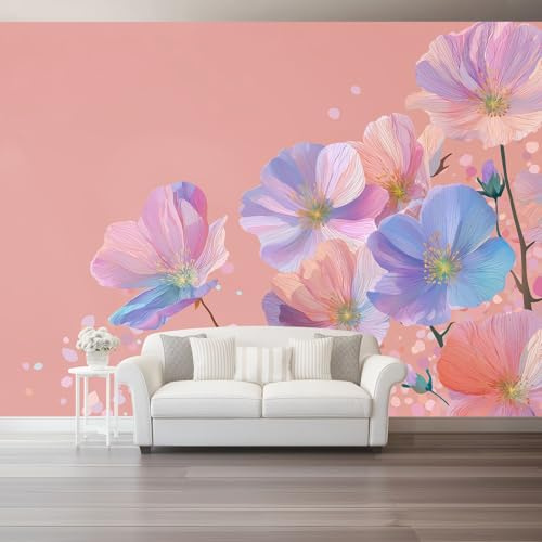 Carta da parati Acquerello Floreale Sfumatura 250 x 175 cm, Poster Foto Murale Carta da Parati Decorazione Parete Soggiorno Camera da Letto Cameretta per Bambin, Rosa