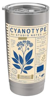 Cyanotype Botanical Fern Wildflower Art Stainless Steel Insulated Tumbler