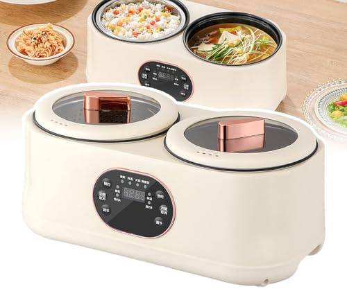 Vaporera Eléctrica Doble, Programable 24H, Olla de Cerámica, Tapa Visual | Temporizador: programable 24 horas | Forro: Cerámica negra | Tapa: Visual | Uso: Arroz, cocción al vapor, cocción lenta.