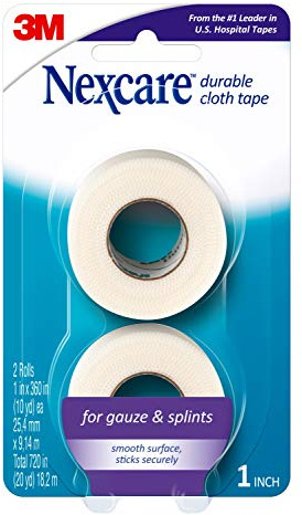 Nexcare Durable Cloth Tape, Woven Tape, Securely Holds Bulky Wound Dressing - 1 In x 10 Yds, 2 Rolls of Tape