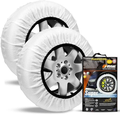 ISSE Super T-70 Textil Schneeketten für Autos - Homologierte - EN 16662-1 - Hochsichere, leicht installierbare Textil Schneeketten für Autos - Rutschfeste, strapazierfähige Ketten - Set mit 2 Ketten