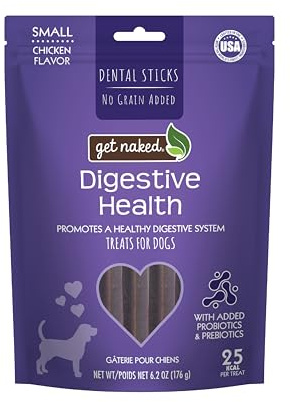 Get Naked Grain Free 1 Pouch 6.2 Oz Digestive Health Dental Chew Sticks, Small