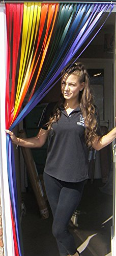 Holland Plastics Original Brand Heavy Duty Window Screen, Fly Protection, Strip Cover, Door Panel - Rainbow (80 cm Wide) - Complete with Self Adhesive Hooks for UPVC Plastic Frame