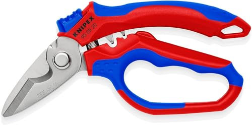 KNIPEX Angled Electricians' Shears Mirror Polished with Multi-Component Grips, Glass Fibre Reinforced Plastic 180 mm, 95 05 20 SB