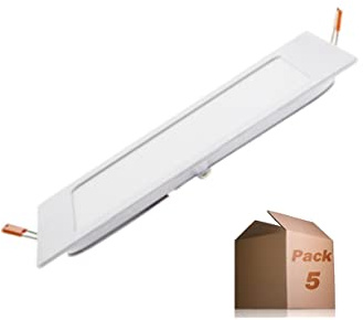 ONSSI Placa LED de Techo 20W 2000lm,Cuadrada 220x220mm,(Blanco Neutro,4500k) Panel Led Super slim Empotrado (PACK 5)