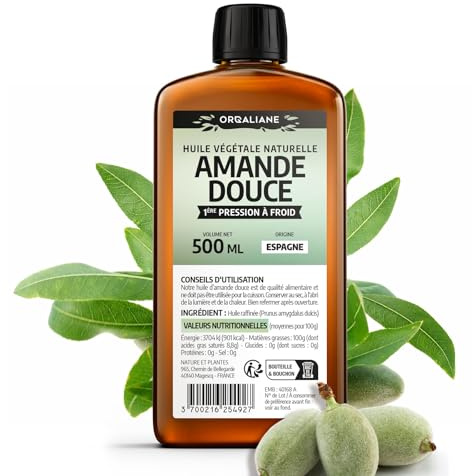 Huile d'Amande Douce 500 ml - 100% Naturelle - Pression à froid