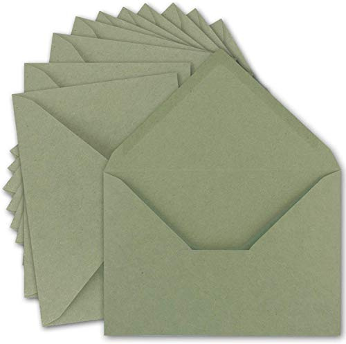 NEUSER PAPIER GUSTAV NEUSER - 50 sobres vintage DIN C5 de papel kraft de 120 g/m², 157 x 225 mm, color verde, reciclaje, pegamento húmedo, solapa puntiaguda