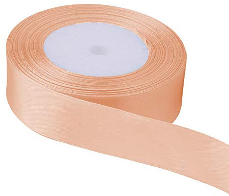 Trimming Shop Peach Vollband, 25 mm x 25 m, doppelseitiges Satinband, bunt, 100% Polyester, zum Verpacken, Dekorieren, Basteln und Basteln, maschinenwaschbar