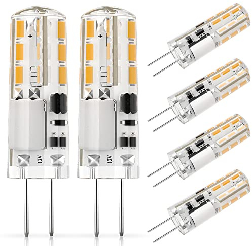DiCUNO G4 LED-lampa 1.2W, AC/DC 12V med 120 LM, Varmvit 3000K, SMD, Ersättning för 10W halogenlampor, Inte dimbar, Ingen flimmer, 6-pack