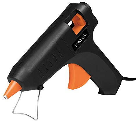 LogiLink WZ0051 Mini pistolet à colle chaude 20 W Idéal pour le bricolage (do it yourself) Travaux avec pied Couleur : noir Avec 2 cartouches Ø 11,2 mm