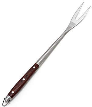 Edelstahl Grillgabel Deluxe mit Holzgriff 45 cm