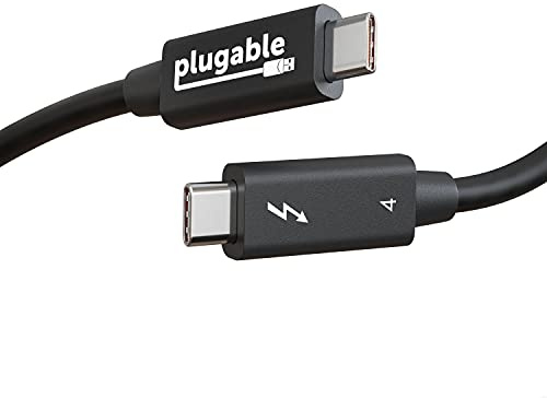 Plugable Thunderbolt 4 Cable [Thunderbolt Certified] 6.6ft USB4 Cable with 100W Charging, Single 8K or Dual 4K Displays, 40Gbps Data Transfer, Compatible with Thunderbolt 4, USB4, Thunderbolt 3, USB-C