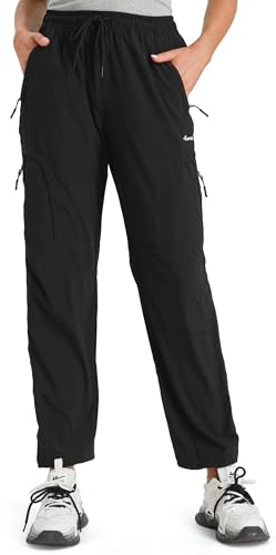 Seamaid Pantaloni Cargo da Trekking da Donna, Leggeri, ad Asciugatura Rapida, per attività all'Aria Aperta, per Campeggio, Arrampicata, Golf, UPF 50 Tasche con Cerniera, Nero, L
