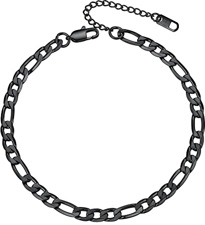 PROSTEEL Ankelkedja för kvinnor justerbart ankelarmband kubansk länk fotkedja sommar strandsmycken silver/guldpläterad/svart 316L rostfritt stål (skicka presentask), En storlek, Rostfritt stål, Ingen