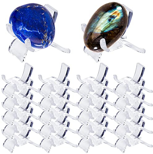 Prasacco 20 Pieces Acrylic Display Stands, Rock Display Stands Small Collectibles Holder Crystal Displays Stand Clear Plastic Displays for Displaying Geodes Rock Mineral Agate