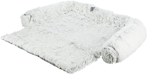 TRIXIE wasserundurchlässige und besonders kuschelige Hundedecke für die Couch Polster-SCHONDECKE Harvey, ECKIG, 90 × 90 cm, WEIß-SCHWARZ mit abnehmbarem, waschmaschinengeeignetem Bezug - 38046