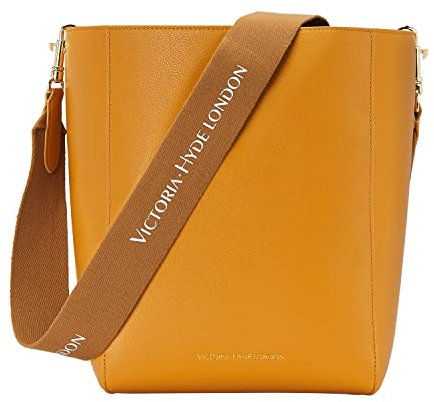 VICTORIA HYDE Handtasche für Damen aus echtem PU-Leder Grosse Kapazität Umhängetasche für Damen zum Einkaufen und Arbeiten (gelb)