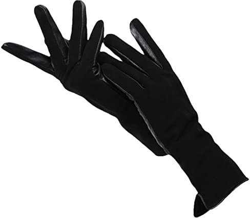 Mode Winter Warme Handschuhe Echtes Leder Wildleder Handschuhe Damen Lange Lederhandschuhe, Schwarz , 7