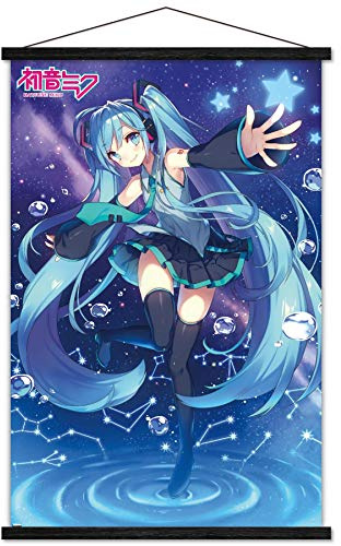 Trends International Hatsune Miku - Stars Wall Poster, 22.37 x 34.00, Print and Black Hanger Bundle