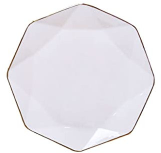 Assiettes de vaisselle rondes en céramique blanche avec bordure dorée Dîner Plats de service Steak Salade Pâtes et Dessert Palte Vaisselle (4pcs 10Inch)