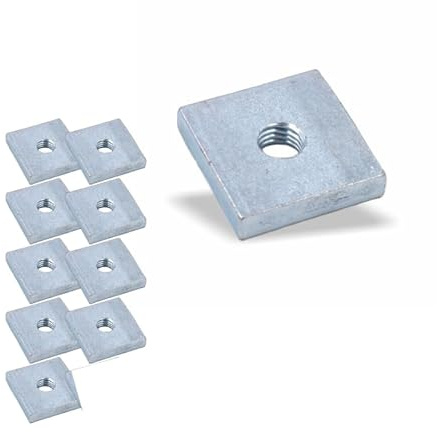 Nutenstein | Gewindeplatte 19x19x4 mm M6 Gewinde mittig | Stahl blau verzinkt (10 Stück)