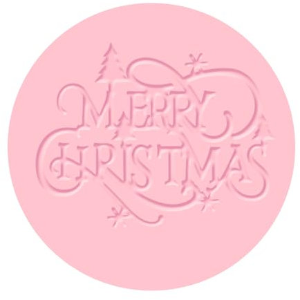 Merry Christmas Wreath Cookie Stamp Personalised Plastic Fondant Embosser Mold for Party Handmade Edible Baking Cooking Icing Cupcake Cake Biscuits Mould Accessories Decorations, 8cm (3.15 inches)