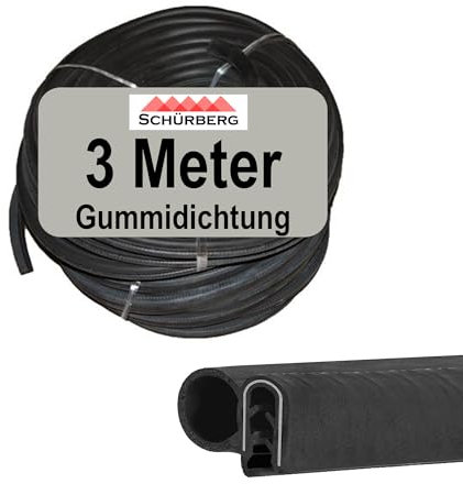 3 Meter Dichtung Türdichtung 17x22mm Gummidichtung zum aufstecken auf Blechkanten perfekt für die Verwendung im KFZ Bereich oder im Maschinen und Anlagenbau