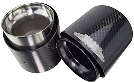 Auspuffblende Für 95 Mm Auspuffrohr Schwarz Silbern Carbon-Faser-Endrohr-Schalldämpfer-Endstücke Endrohre (Farbe : Silber)