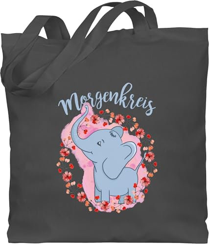 Baumwolltasche - Hallo Kindergarten - Taschen - Morgenkreis Elefant mit Wasserfarbe - Unisize - Dunkelgrau - kindergartenkind beutel kita start geschenk für den jutebeutel tasche kindergärten