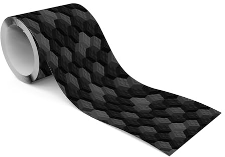 Muralo Bordüre Selbstklebend Schwarze Bausteine, Wandbordüre - 10x300 cm | Tapetenbordüre, Modernes Design, UV-beständig, halbmatt, glatt und abriebfest - ideal für das Kinderzimmer